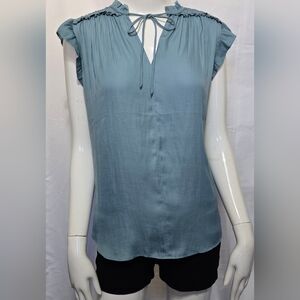 LOFT Women's Tie-Neck Blouse in Light Blue